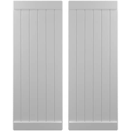 Ekena Millwork Americraft 6-Board Exterior Wood Joined Board-n-Batten Shutters w/ End Batten, ARW103BB621X54PRH ARW103BB621X54PRH